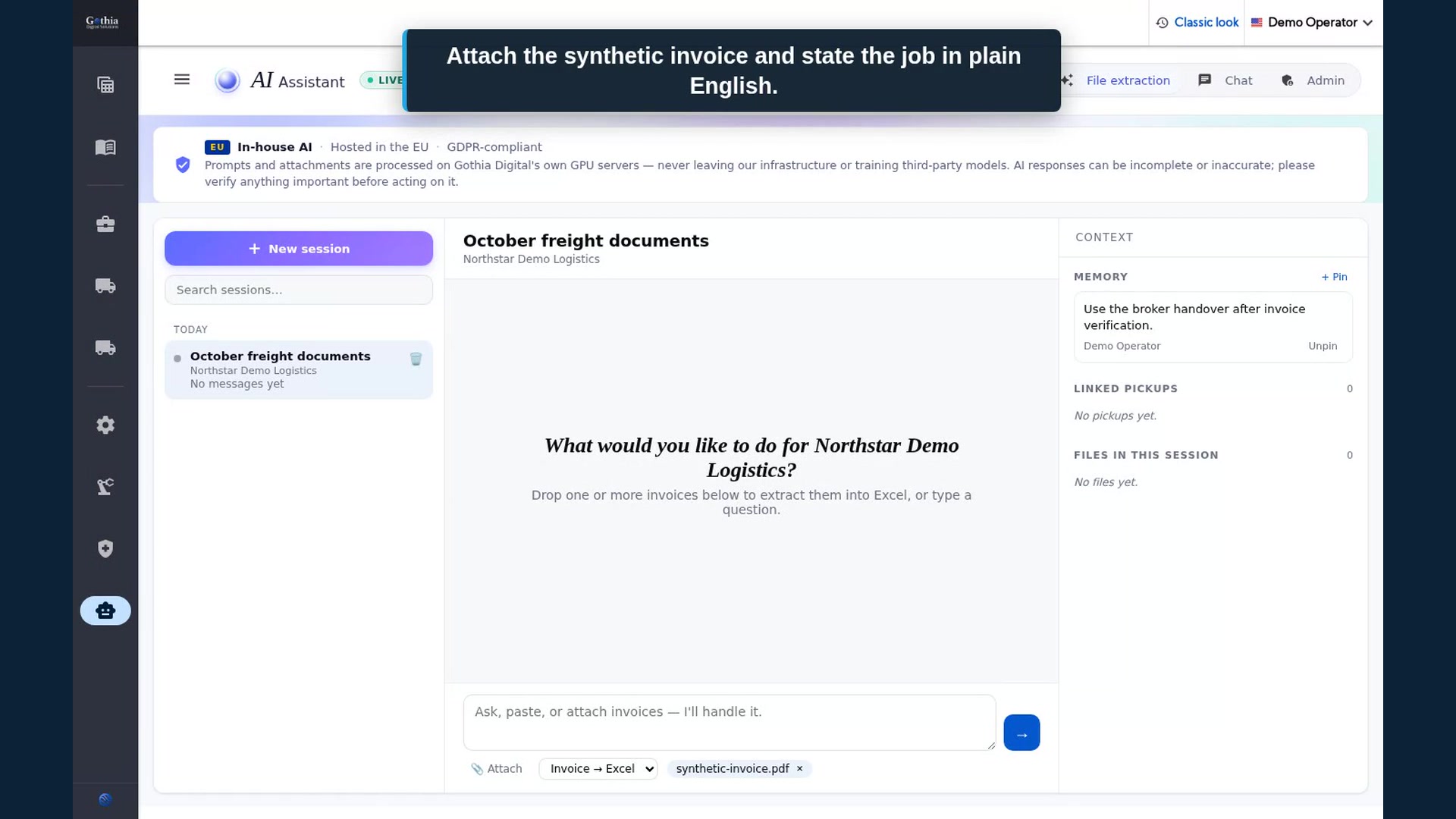 Gothia product demonstration using fictional data