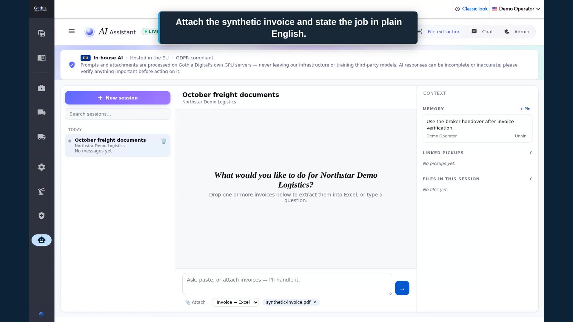Gothia product demonstration using fictional data