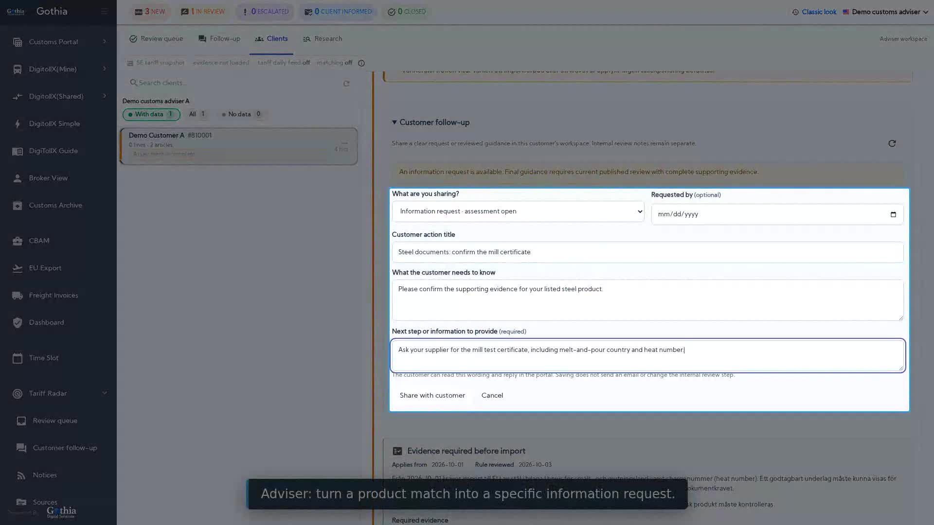 Gothia product demonstration using fictional data
